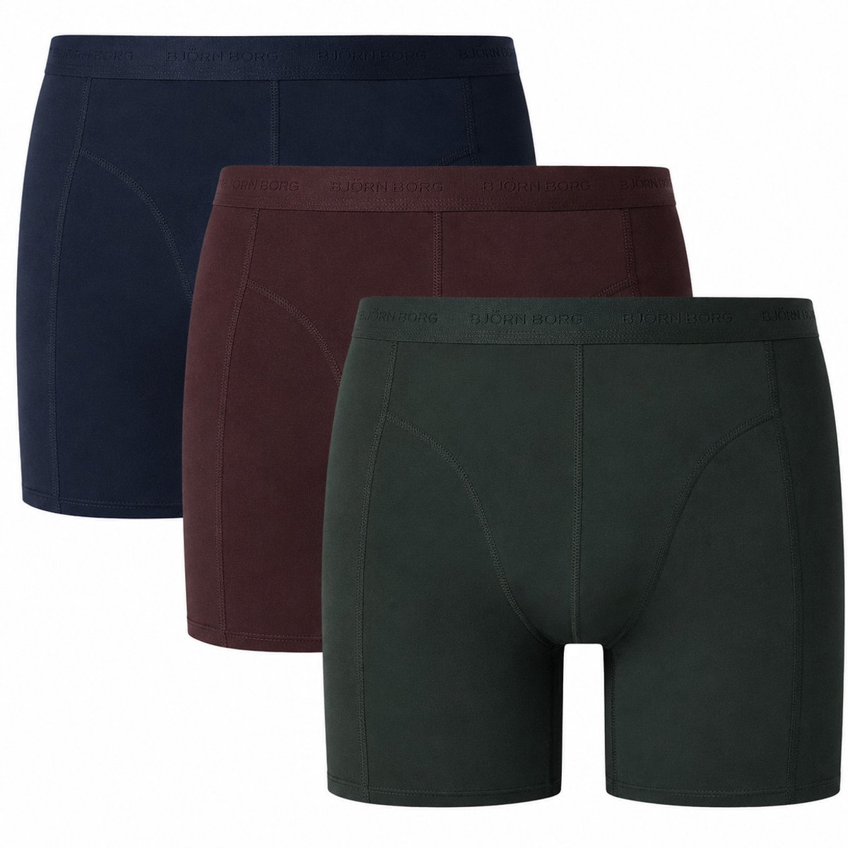 Björn Borg boxers - microfiber heren boxers lange pijpen (3-pack) - donkerblauw - bruin - groen