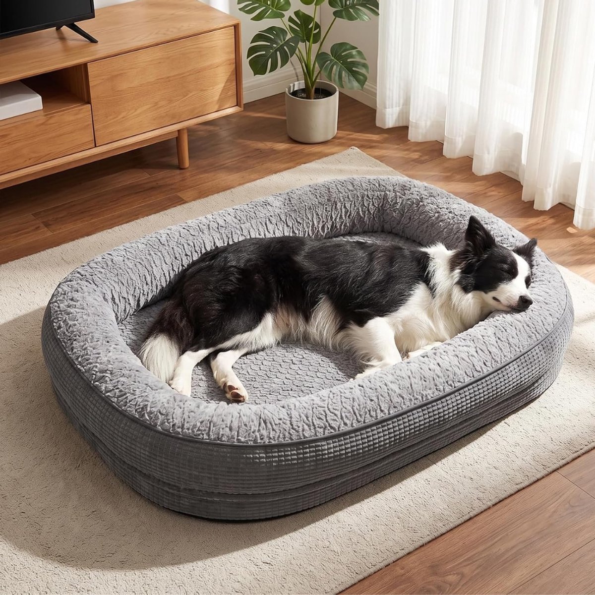 LNMsolutions® Hondenmand - Hondenkussen - Hondensofa - Grijs - 90cm x 60cm x 9cm
