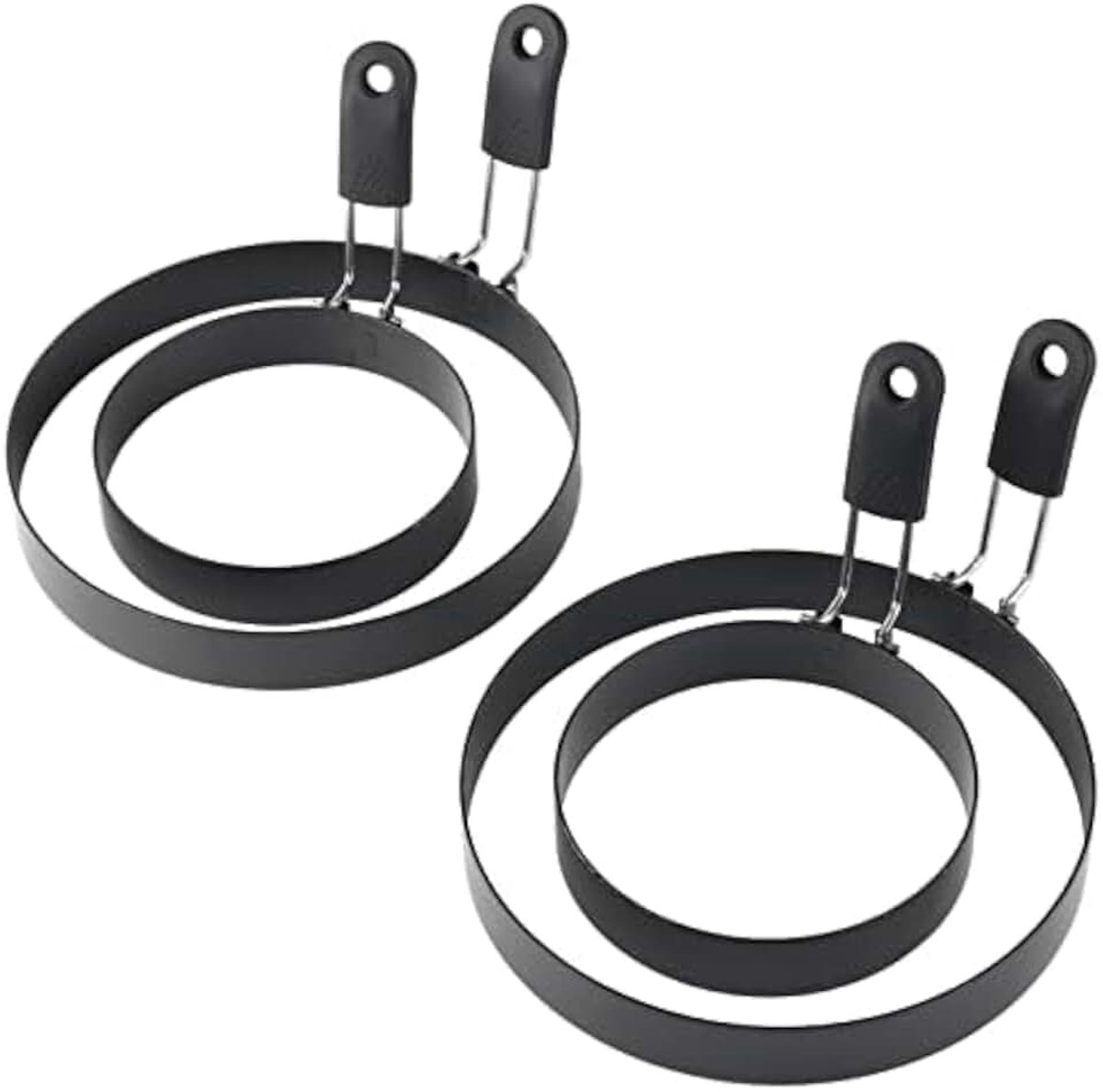 2 stuks grote pannenkoekenvorm van 15,2 cm, 2 stuks, 3,5 inch roestvrij staal, anti-aanbak eierring, eiervorm voor het bakken van eieren (2 verpakkingen 8,9 cm + 2 verpakkingen 6 inch)