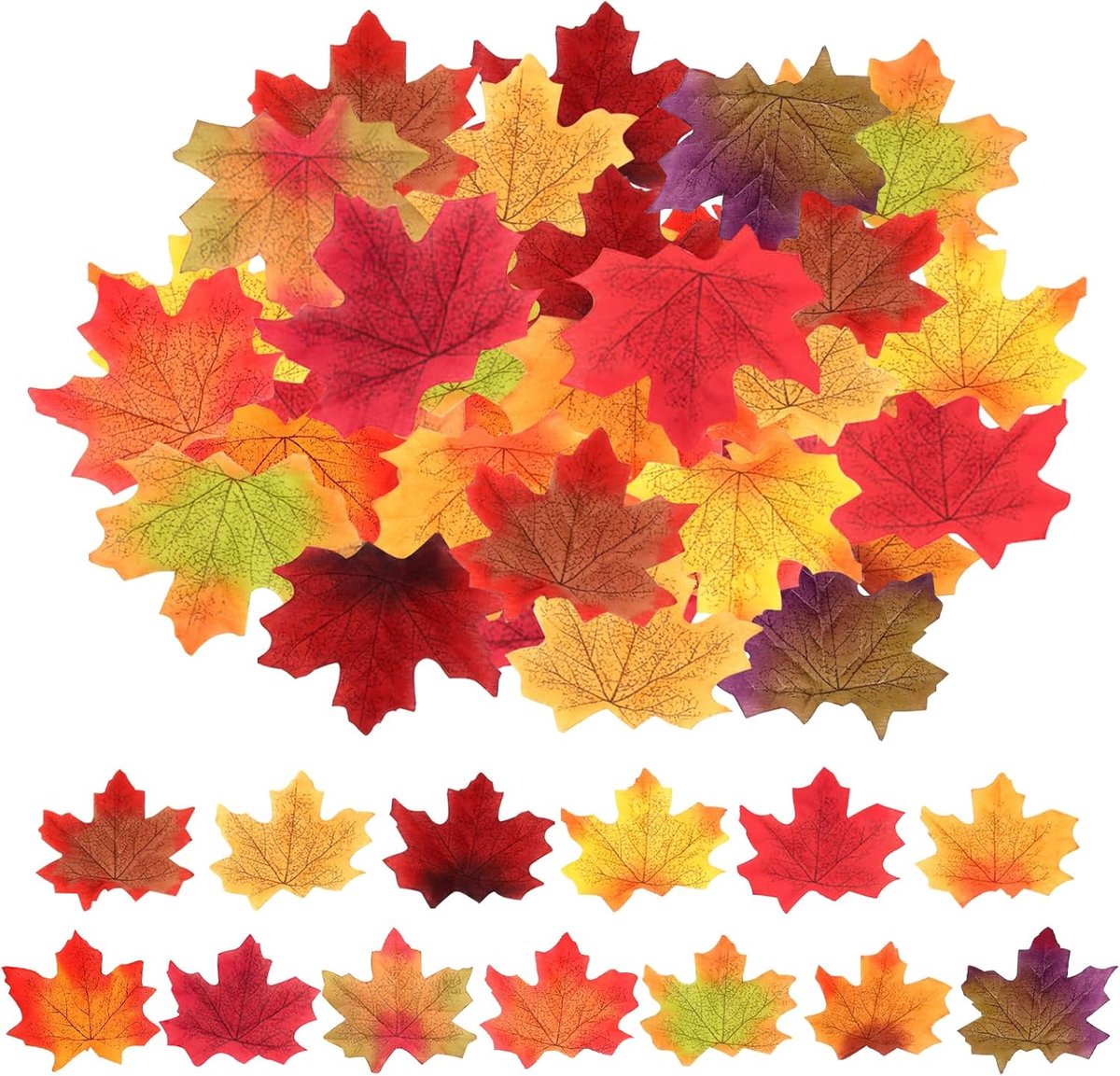 300 stuks esdoornbladeren voor de herfst, gemengde kleuren, esdoornblad, gesimuleerde herfstbladeren, decoratie, esdoornbladeren, geschikt voor herfstbruiloften, oogstfeest, tafeldecoratie