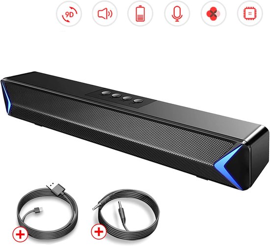Soundbar Luidspreker - Draadloos Geluid - Film Geluid Verbeteren - Ingebouwde Subwoofer - 2.0 Kanaals - Zwart — afbeelding 5