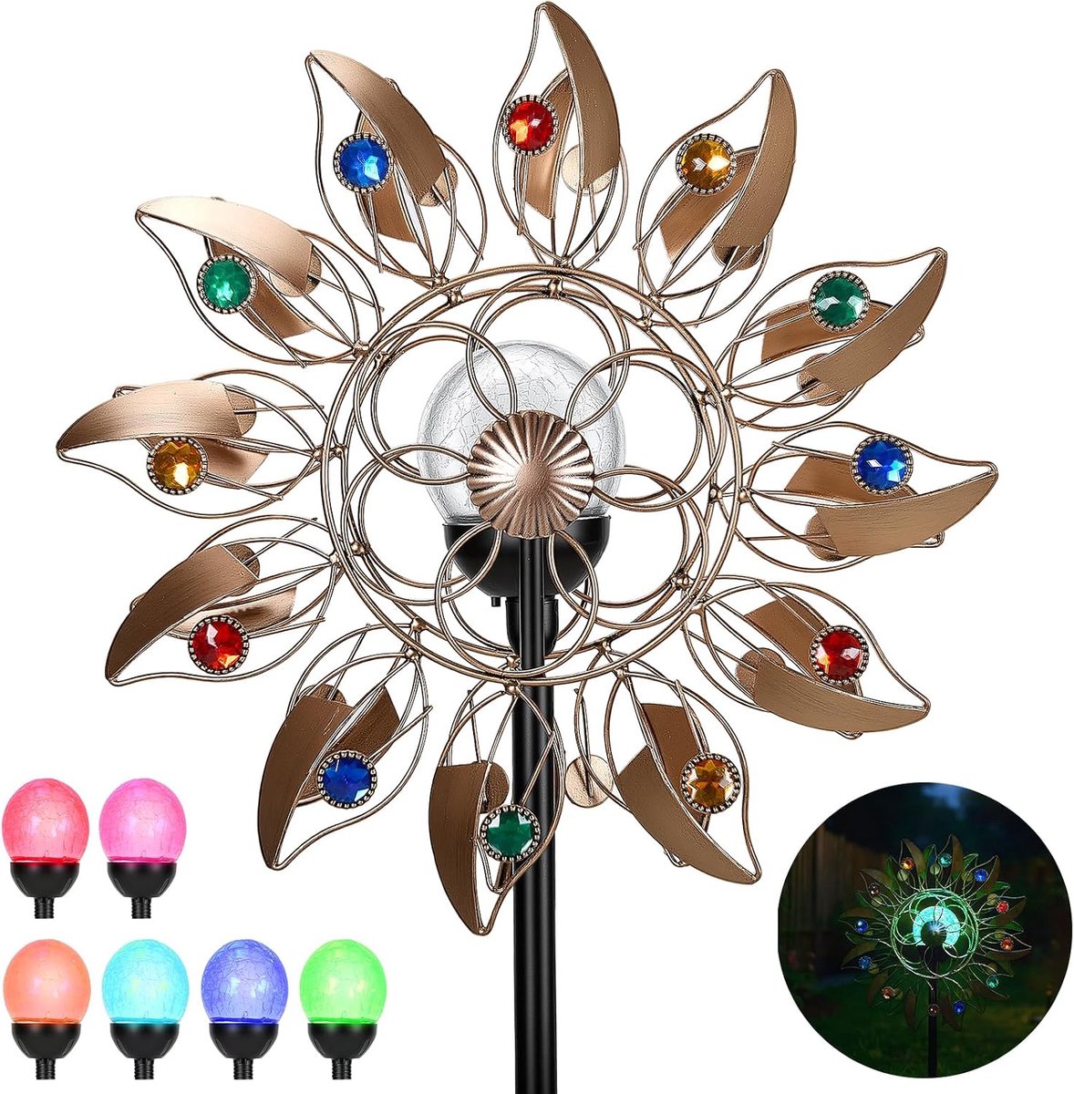 Windmolen voor de tuin, metaal, windgong voor buiten, 3D-look, windspinner, spinner, sculpturen, windvanger voor buitenterrassen, patio, gazon