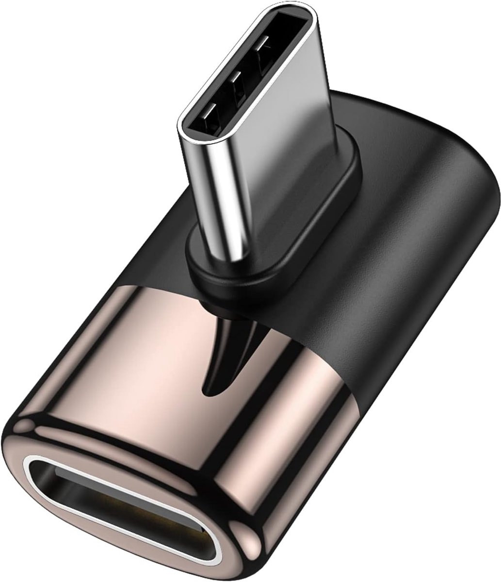 USB C Haakse Verlenger, 40Gbps, 100W, 8K, Zink, 1 stuk, Zeer Compact | 90° hoek, USB4, OTG, compatibel met laptop, tablet, telefoon en Switch, ideaal voor kantoor en reizen, stevig en duurzame