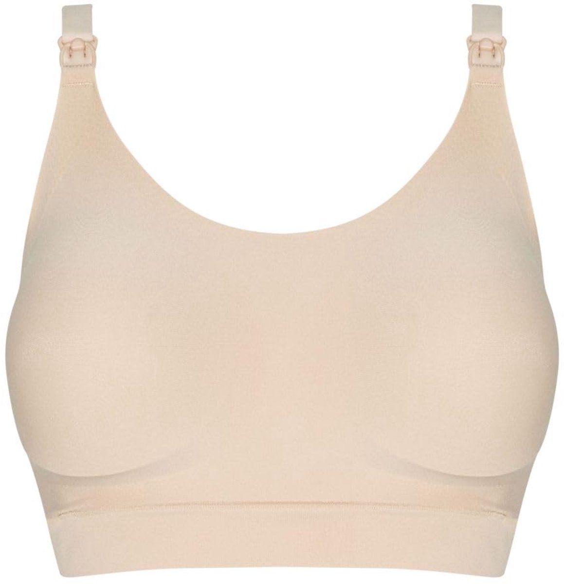 Bye Bra zwangerschapsbeha top, geschikt voor borstvoeding, zachte, elastische, naadloze ondersteuning met sluitingen aan de voorkant voor het voeden, zwart en beige (beige, XL/XXL)