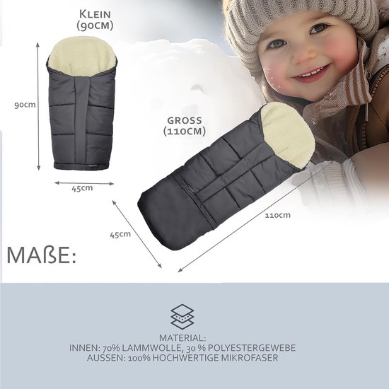 Winter Voetenzak - Kinderwagen Zak - Warm Blijven - Aanpasbare Lengte - 90-110 cm - Sterren Beige — afbeelding 5