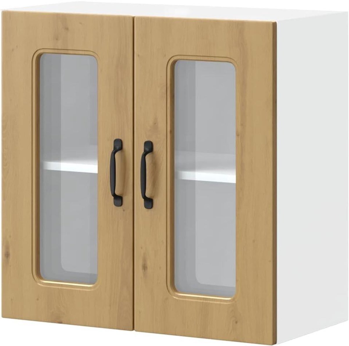 Wandkast Keuken - Hangend Keukenkastje - Keukengerei Opbergen - Met Glazen Deuren - 60 x 31 x 60 cm