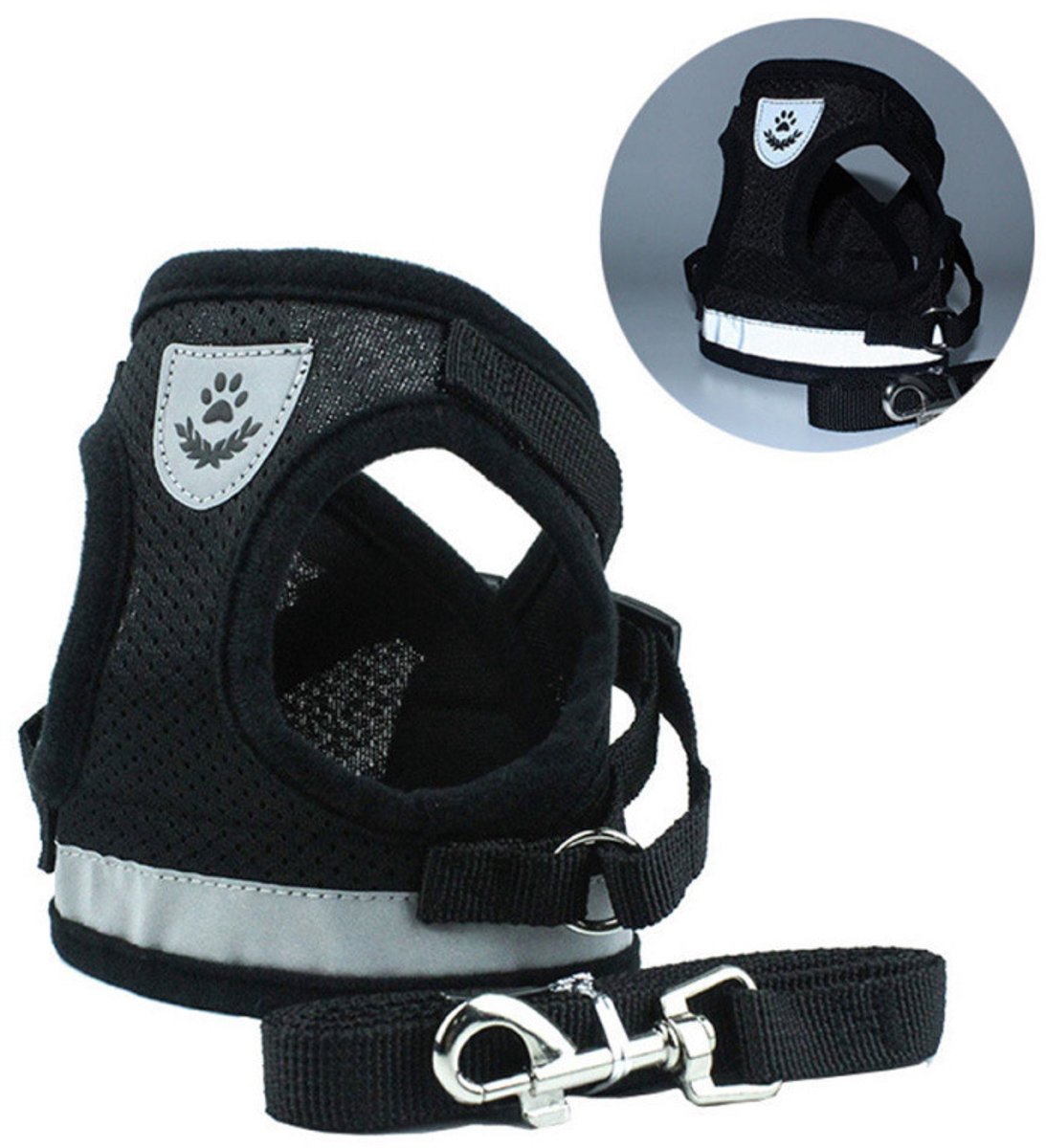 Kattentuigje - Kattenharnas - Cat harness - Tuigje voor katten - Kat uitlaten - Inclusief riem - Verstelbaar - Huisdier accessoires - Zwart - Small - Jonyx