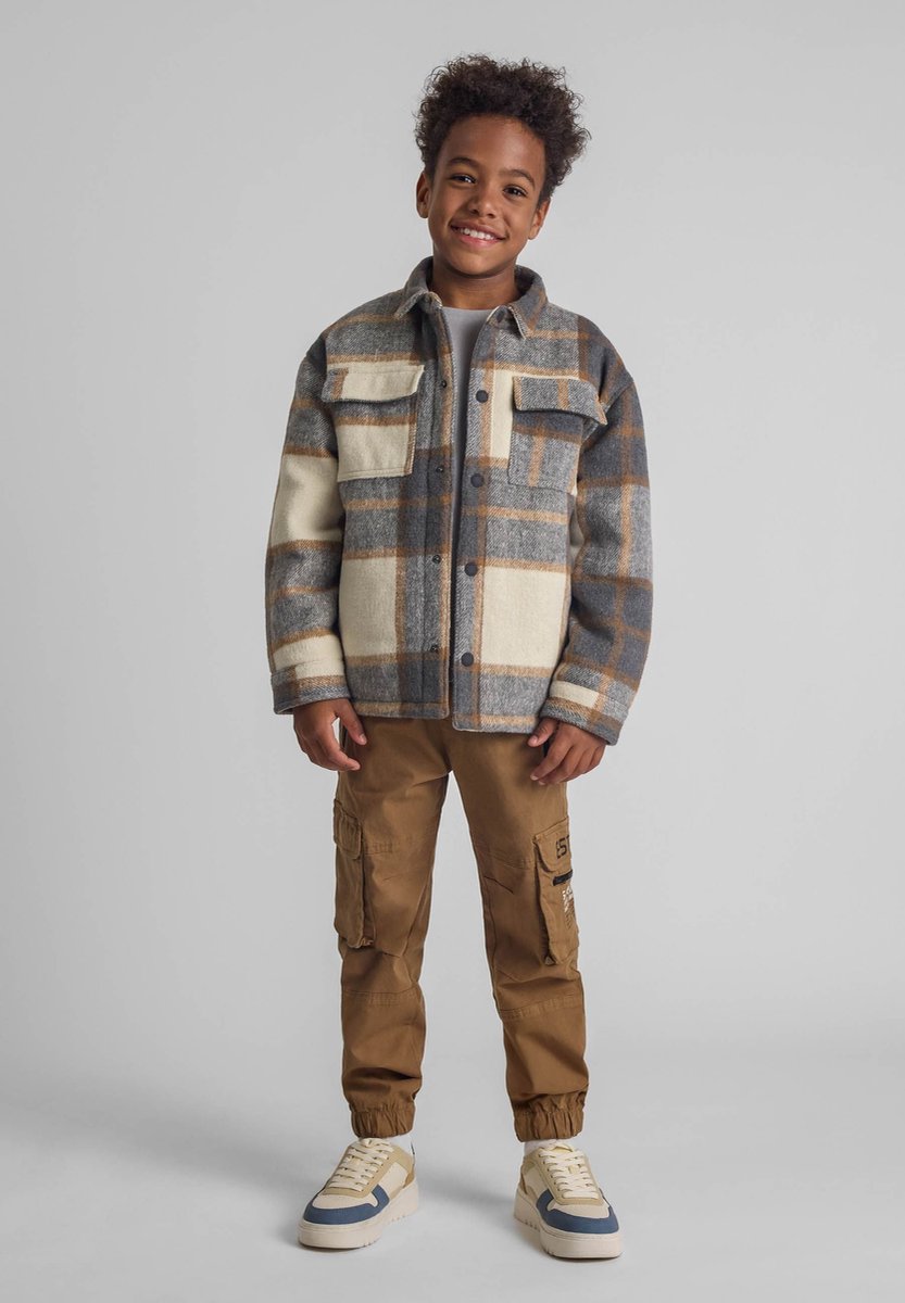 Minoti cargobroek jongens beige - katoen