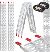Oprijplaat Set - Opvouwbaar & Aluminium - Lengte 228 cm - Belastbaar tot 680 kg - Geperforeerd Anti-slip - Grijs - Set van 2