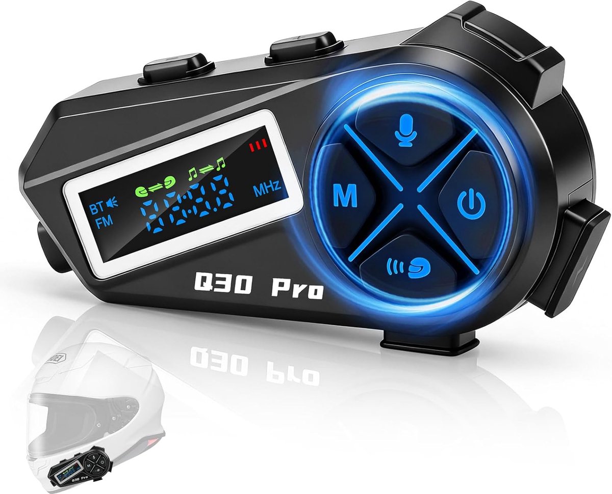 Bluetooth Audio Helm, Intercom voor Motorhelm Bluetooth 5.4 met Hi-Fi Stereogeluid & FM-radio, IP65 Waterdicht, 500m Communicatie, 18 uur Batterijduur – Compatibel met Alle Helmen (Motor, Ski)