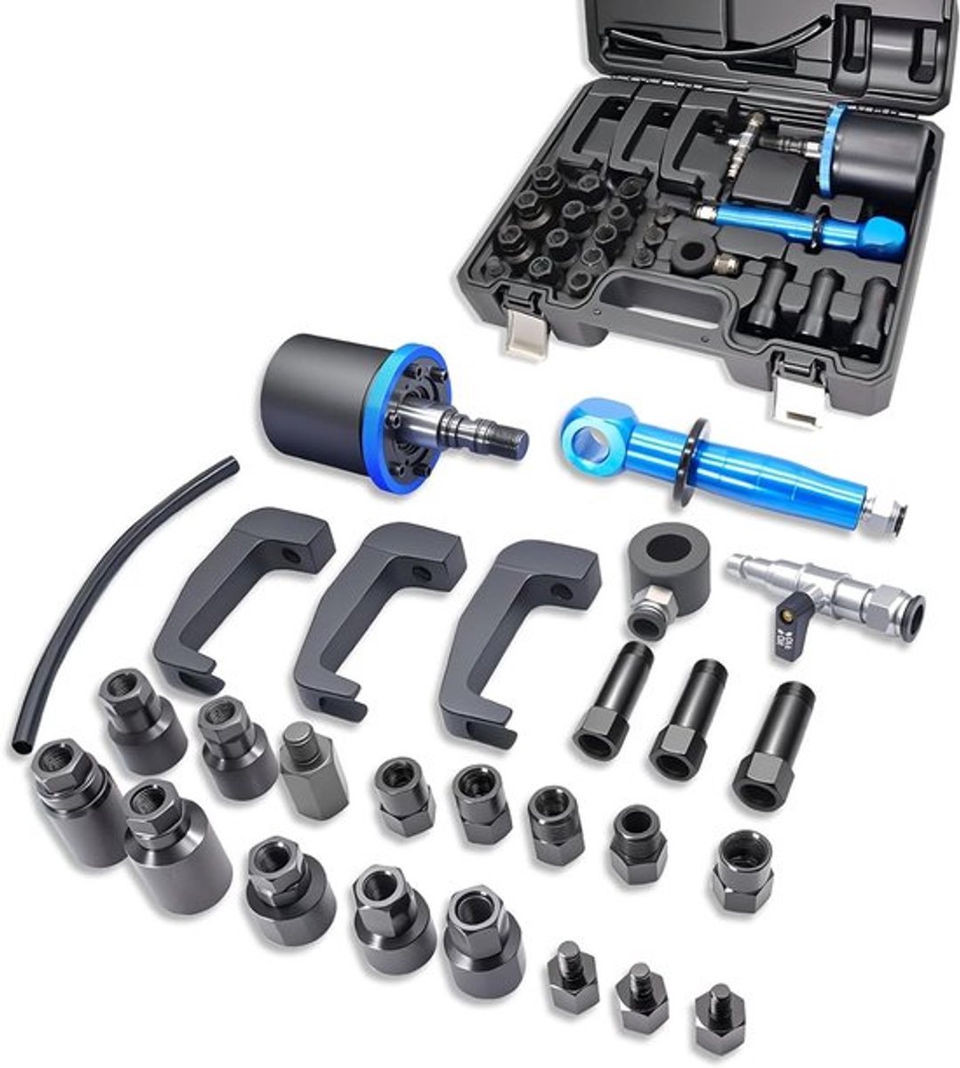 Handheld Pneumatische Injectie Nozzle Puller Set met 19 Adapters voor Nozzle Verwijdering en Injector Gereedschap voor Bosch, Delphi en Denso