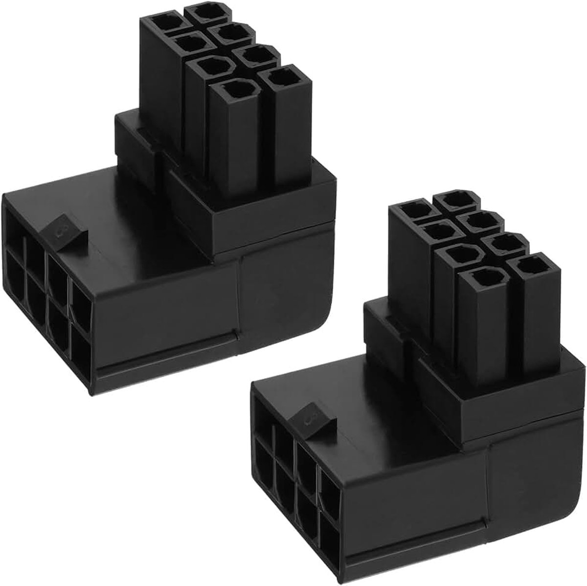 Lord of the Tools 2-delige 8PIN-voedingsadapter 90 graden GPU VGA PCIe-connector voor desktopcomputers grafische kaart rechthoekige elleboogadapter zwart (naar boven gericht)