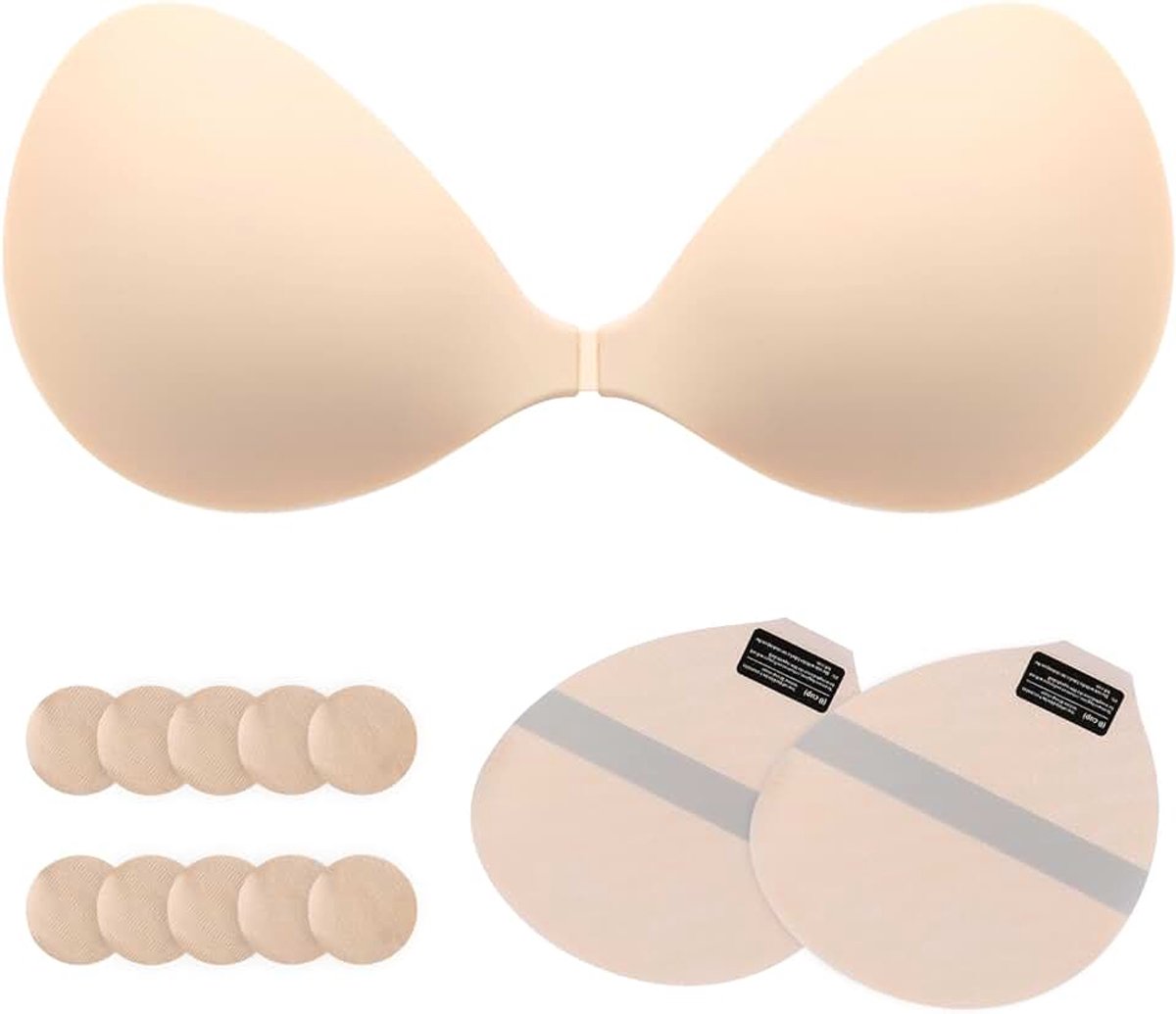 Beha, push-up, rugvrij, strapless beha, set voor grote kleine borsten | Onzichtbare beha van silicone, zonder bandjes, voor jurken met blote rug, avondmode en bruidsmode in praktische set