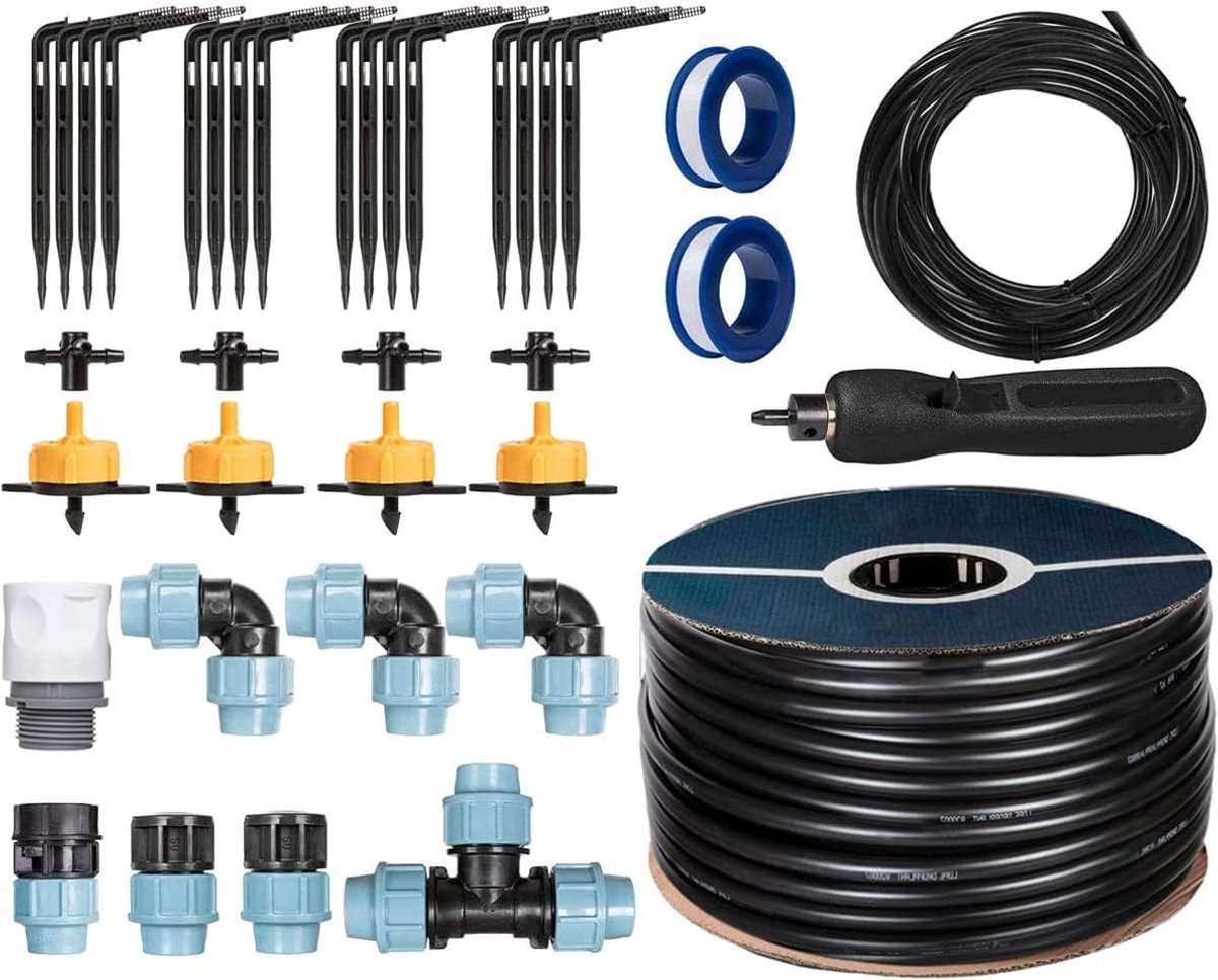Irrigatieset - Druppelsysteem - Planten water geven - Waterbesparend - 30 meter - Zwart