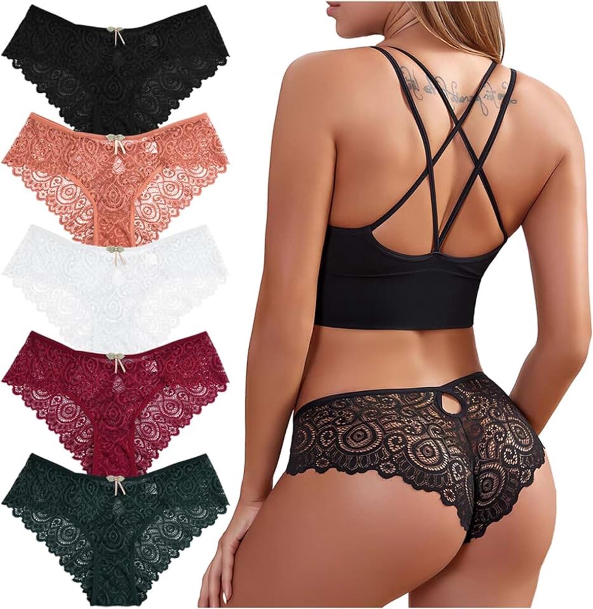 Set van 5 strings tanga voor dames, sexy ondergoed voor vrouwen, onderbroeken, string, ademende slips, naadloze hipster, bikini's, lingerie, multipack