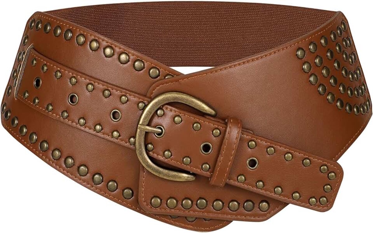 Vintage brede elastische riem voor dames, met studs, stretch, taille, riem, carnaval, cosplay