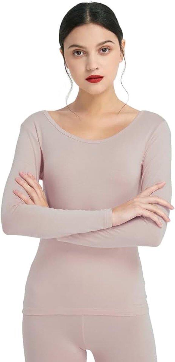 Ultradun modal thermisch ondershirt voor dames met ronde hals en lange mouwen