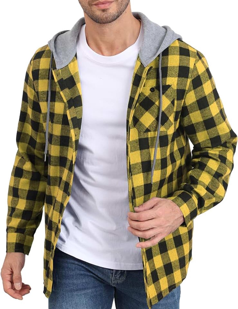 Hoodies Button Down Katoen Geruite Shirts Trekkoord Hooded Sweatshirt Lichtgewicht Jas Hoody Tops