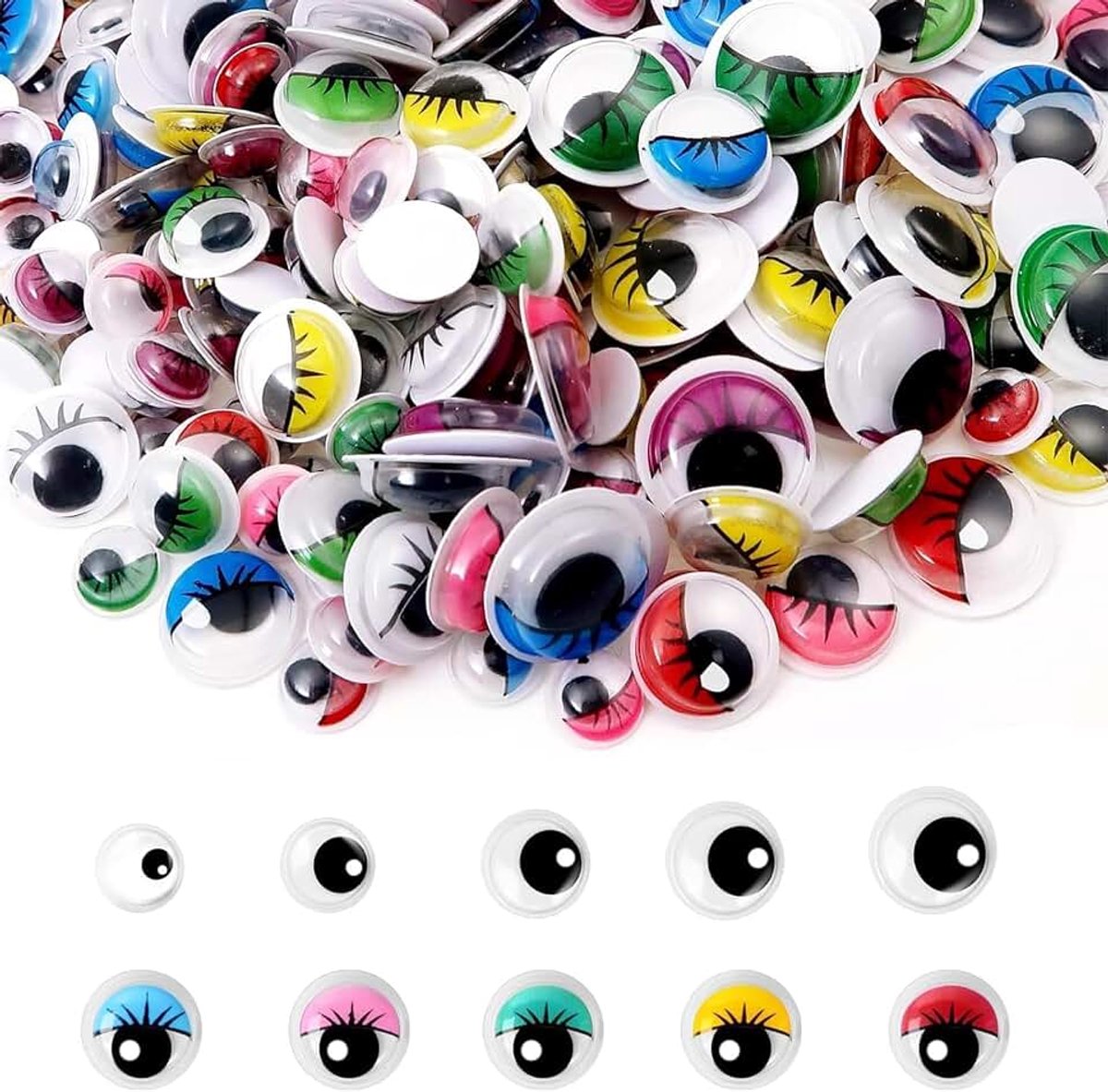 Ogen, 420 stuks, kleurrijke wimpers, voor doe-het-zelf knutselen en scrapbooking