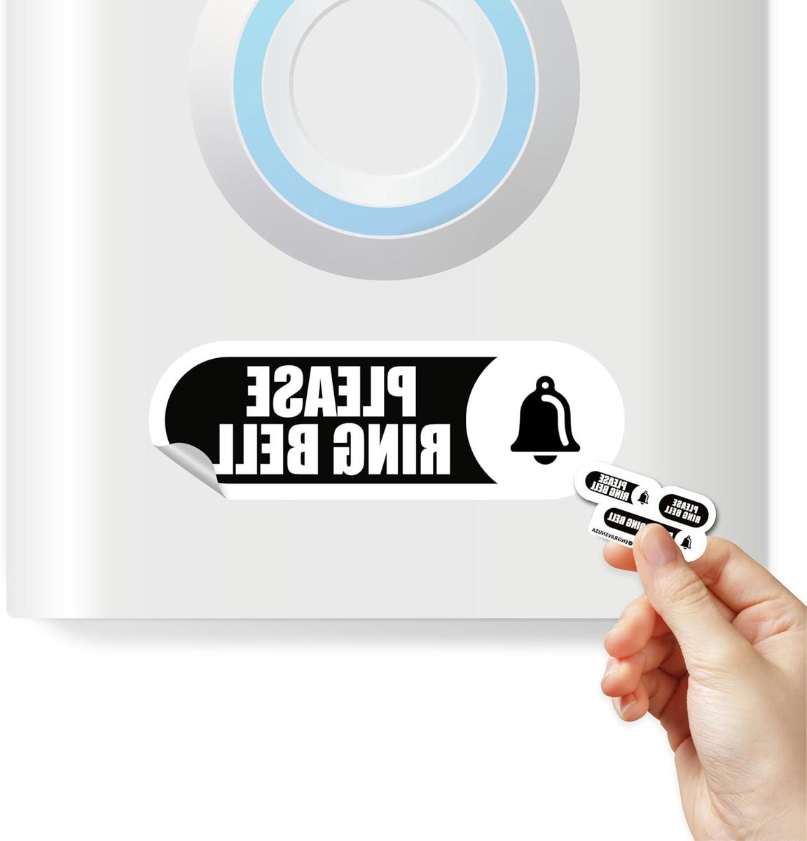 Bel Sticker - Deurbel Teken - Bezoekers Informeren - Weerbestendig Vinyl - 3 Stuks - Mat Zwart
