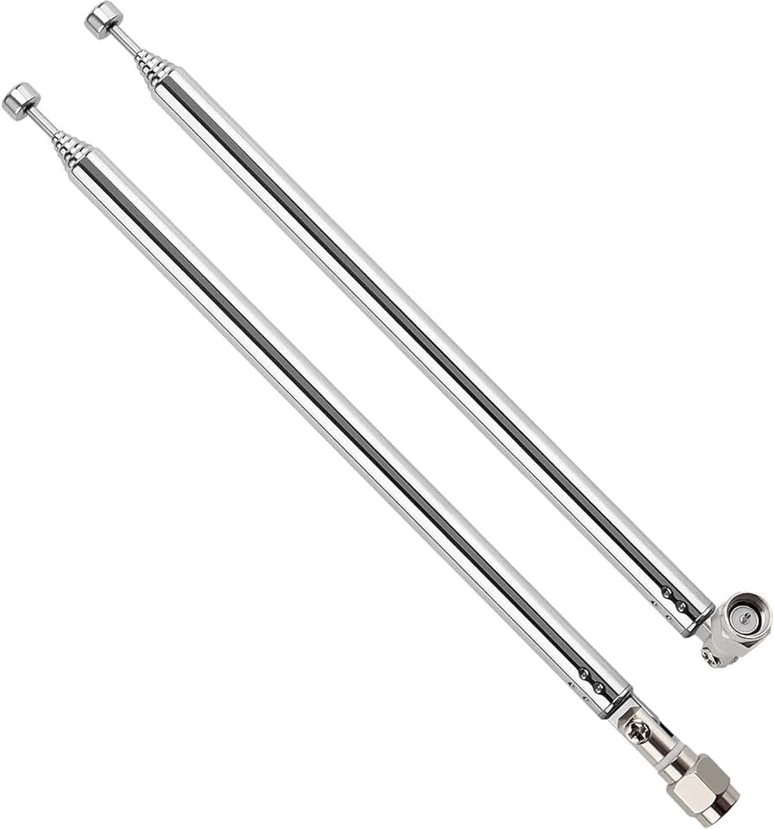 2 Stuks 75cm 7 Secties Telescopische Antenne, FM Draagbare Radio Antenne Vervanging, Vervangende Telescopische Antenne, met SMA Male Connector, voor TV Radio DAB FM/AM Stereo Ontvangst
