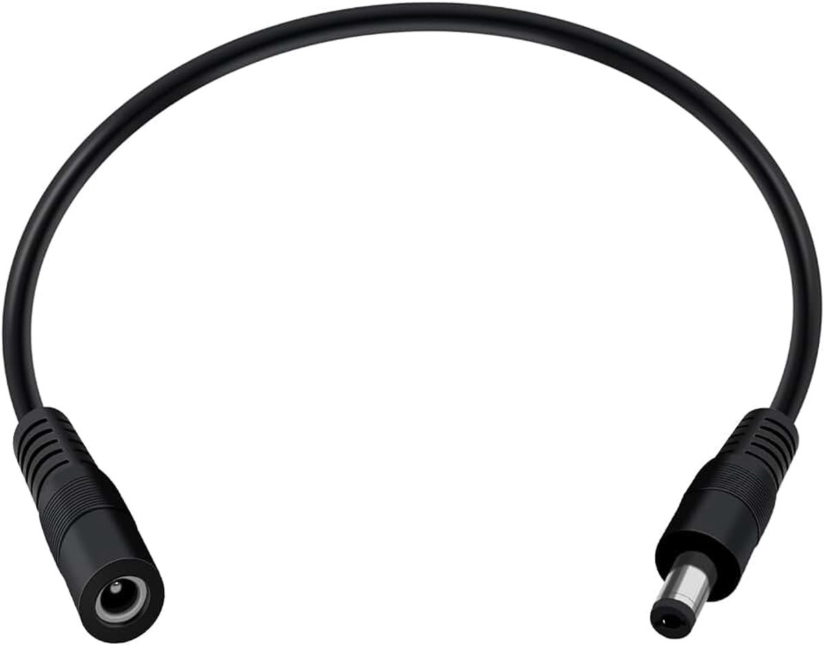 Verlengkabel 12V 24V 18AWG mannelijk naar vrouwelijk verlengkabel 5,5 mm x 2,1 mm DC stekker voor ledstrips, DVR, CCTV camera (0.3 m)