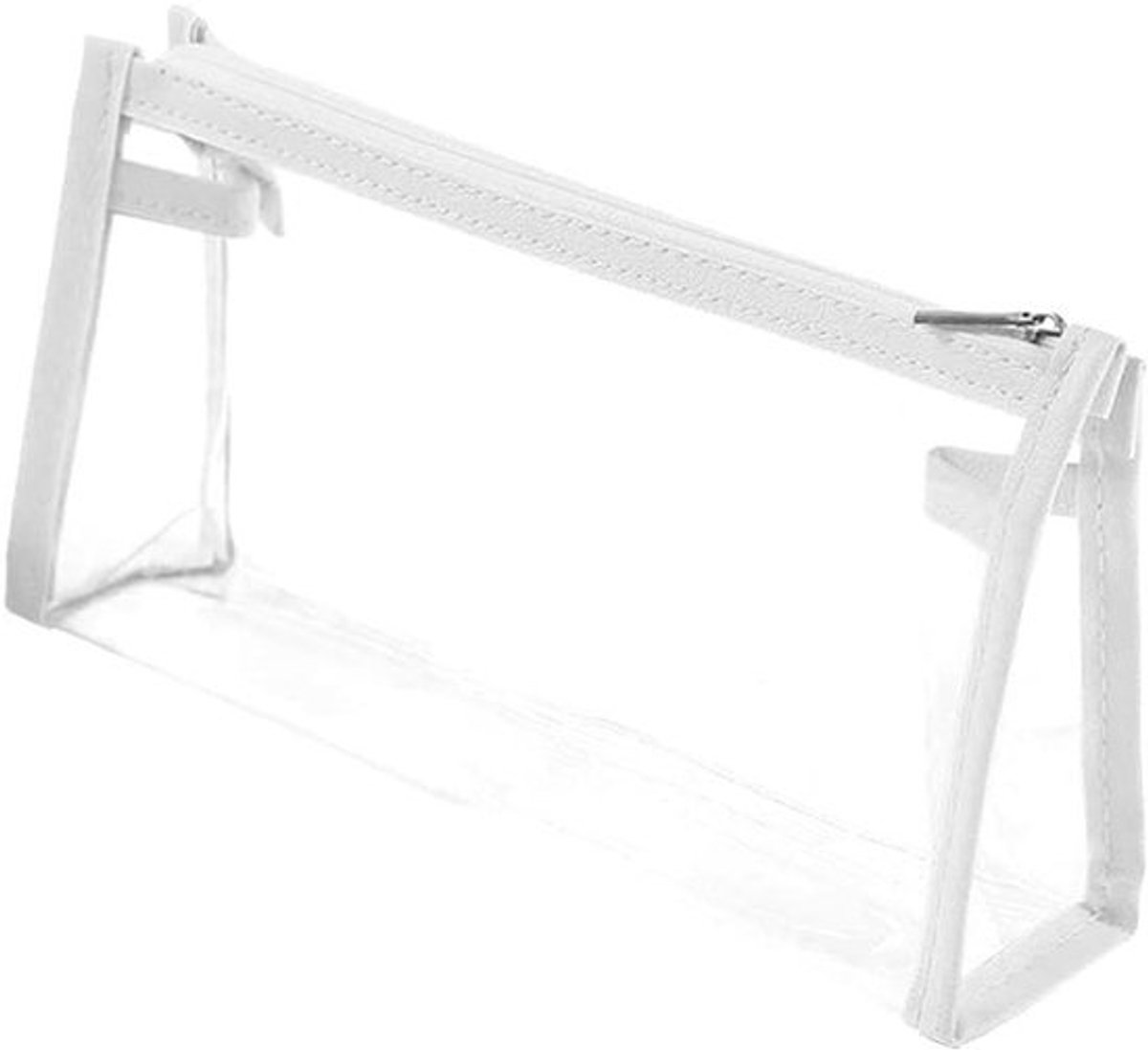Grote doorzichtige etui met pennenhouder en grote capaciteit - Transparante PVC etui voor school en kantoor - Wit
