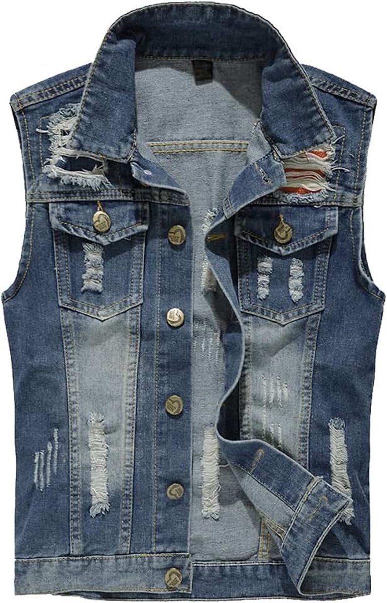 Jeans mannenvest met revers
