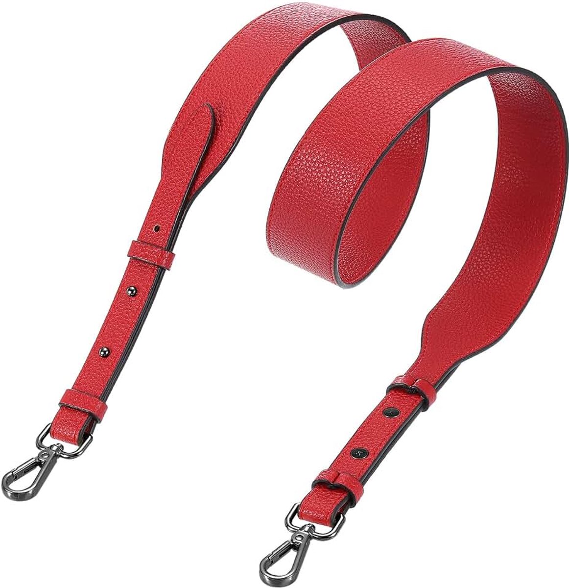 PU lederen portemonnee-riem, 105 cm verstelbare crossbody reserveriemen 3,8 cm breed voor handtassen, schoudertas (rood, zwarte sluiting)