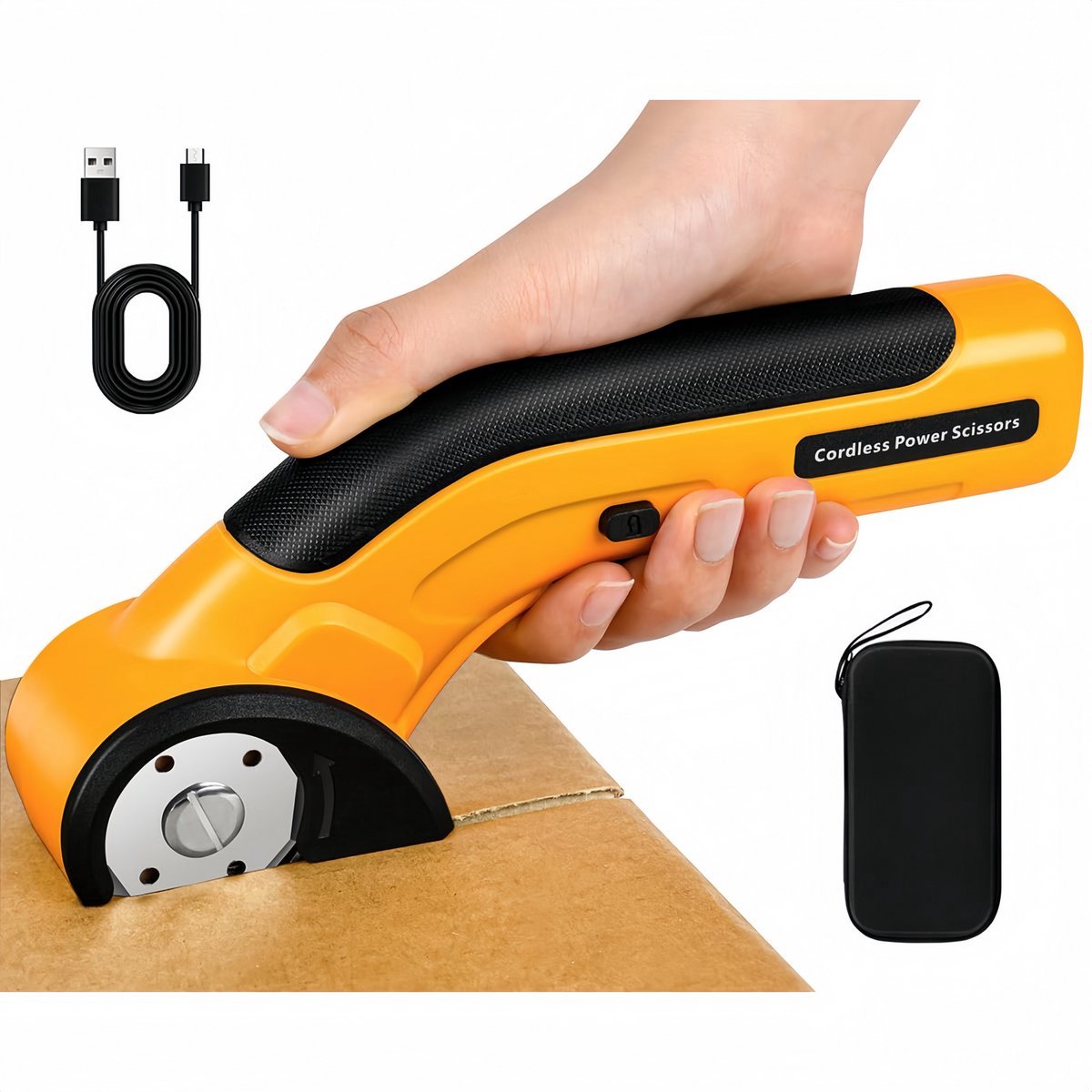 Draadloze universele snijder - 4V Elektrische schaar - Karton Snijder - Rolmes - Accu Mes - Zelfslijpend mes - Accuschaar - Snijdt leer, PVC, tapijt, karton en meer