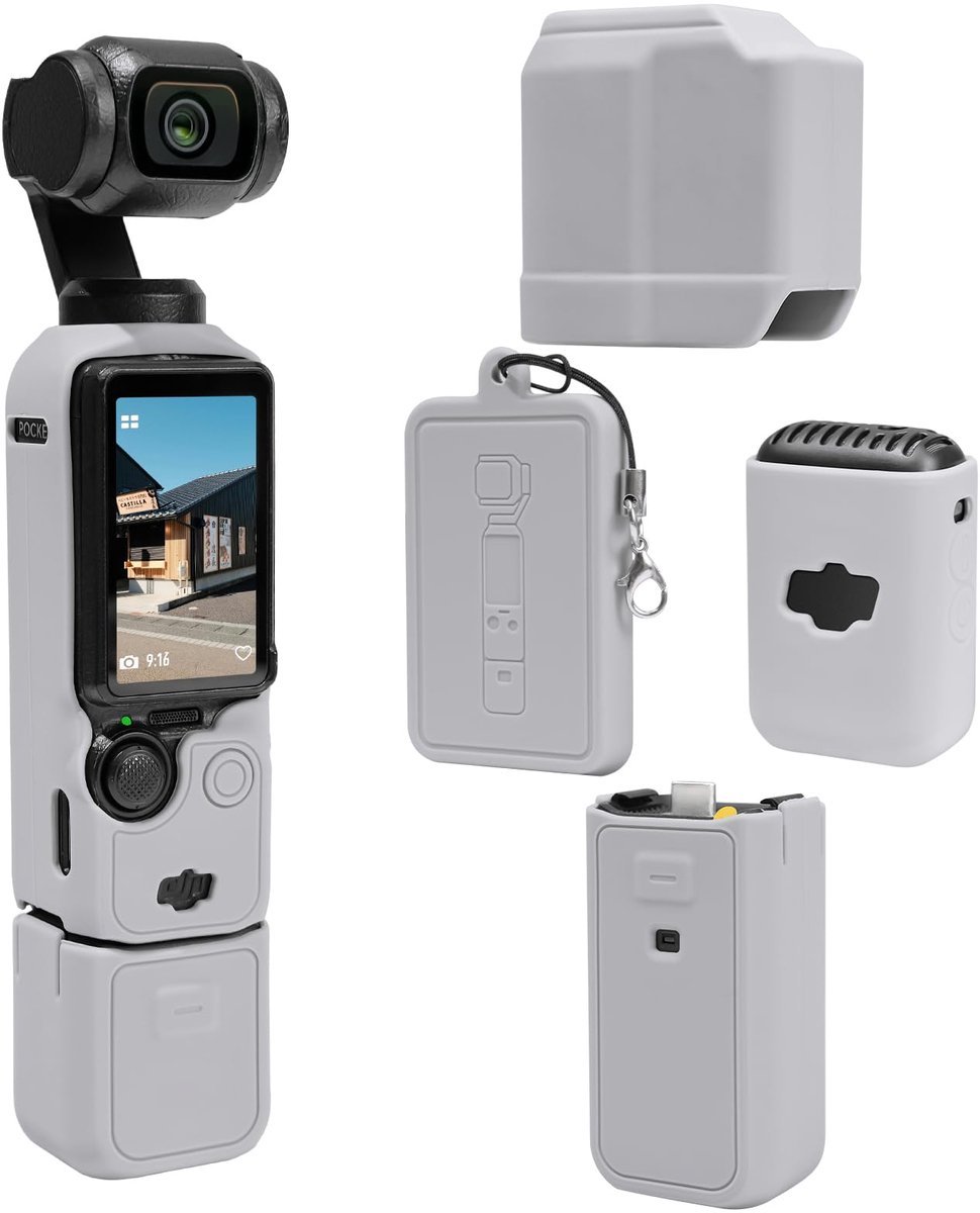 Casalora Beschermhoes voor DJI Osmo Pocket 3 -Silicone - Cover - Action Cam Accessoires - Grijs