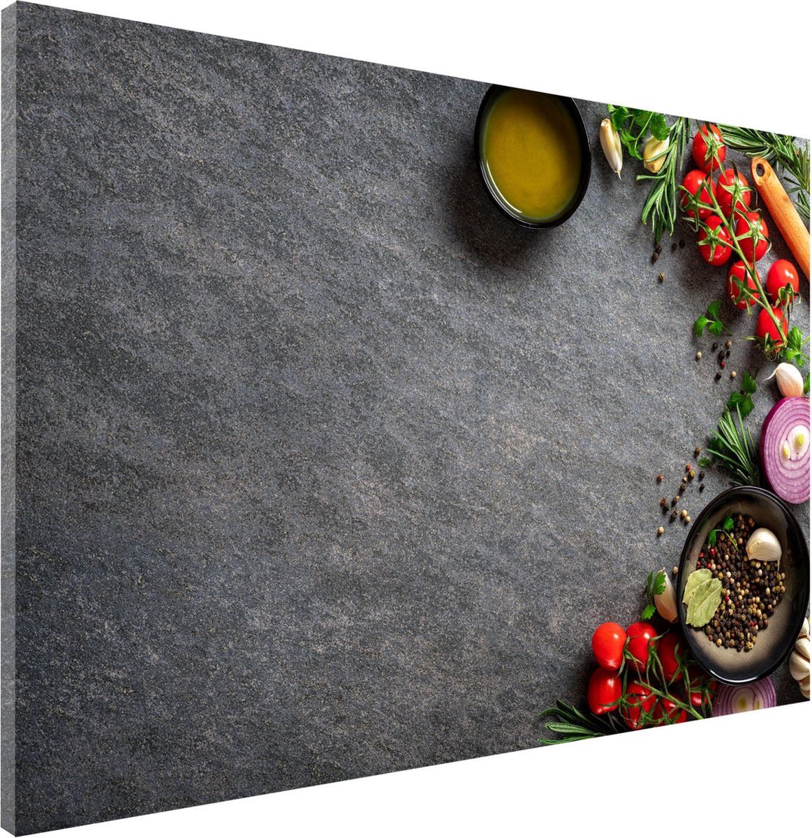 Mydesignglas Whiteboard - Metaal - Magneetbord - Memobord - Elk Type Magneet - Ingrediënten op leisteen tafel - 90x60 cm