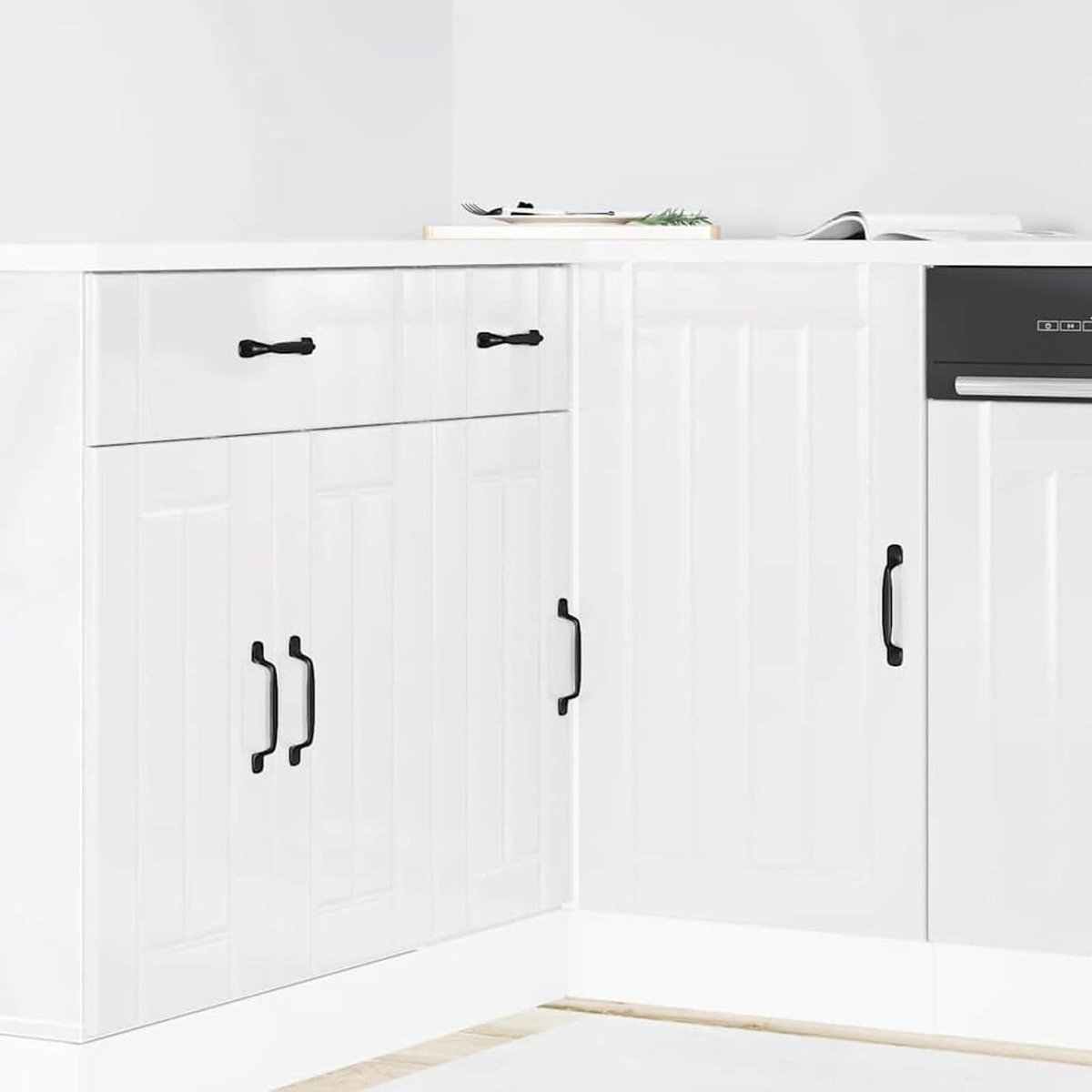 Keukenonderkast met deuren - Servieskast Keuken - Keuken organiseren - Hoogglans afwerking - 86 x 46 x 81.5 cm - Wit