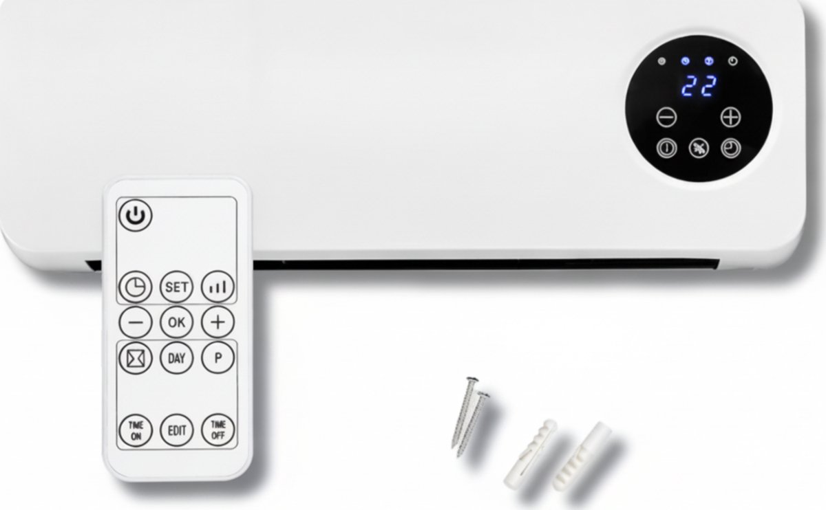 Zaltino - 2-in-1 Wandgemonteerde Ventilatorkachel - 2000W - Ventilator