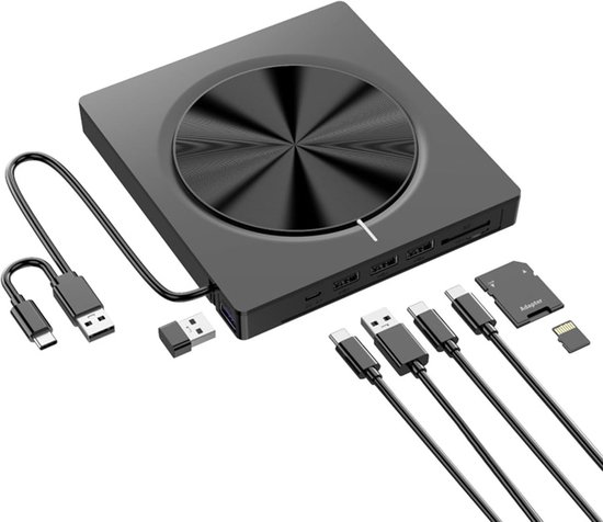 Externe CD DVD Writer - Optische Drive - Bestanden Overzetten - Met 4 USB Hubs - USB 3.0 Type C — afbeelding 5