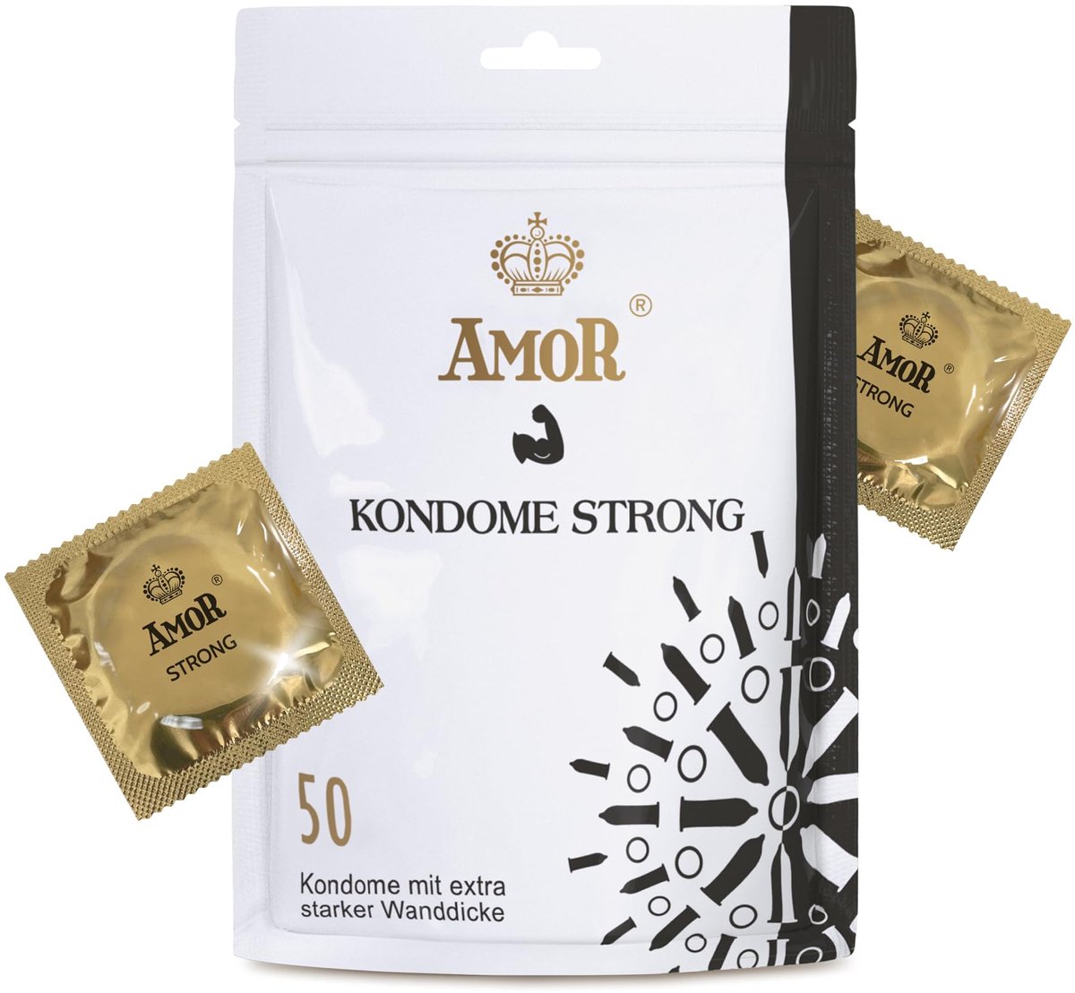 AMOR Premium Strong Condooms, Extra starke wanddikte 0.08 mm, Ø 53 mm, 50 stuks