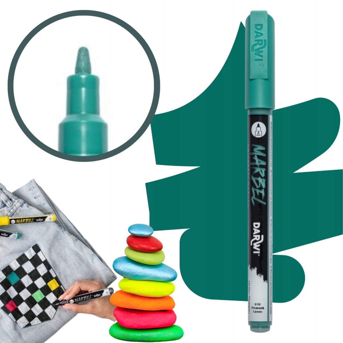 Acrylstift MARBEL 2mm Pauwgroen - Voor diverse ondergronden