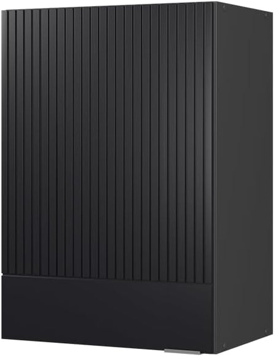 Hangkast Keuken - Muurkast Keukenkastje - Keuken Organiseren - Soft-close Scharnieren - 50 cm Breed - Zwart Gestreept