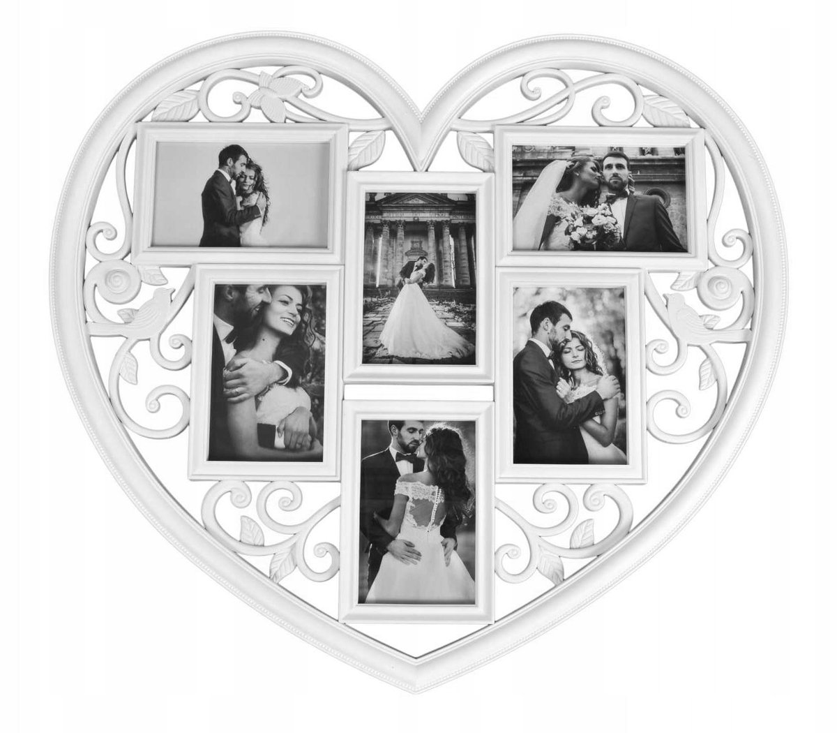Witte Hart Fotolijst voor 6 Foto's 10x15 cm, 58 cm Ras