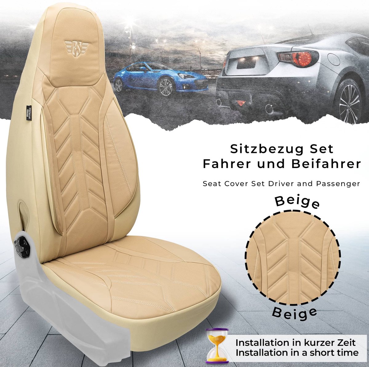 Autostoelhoezen voor Dacia Duster Bj ab 2018 – Stoelhoezen voor bestuurder en passagier in Beige