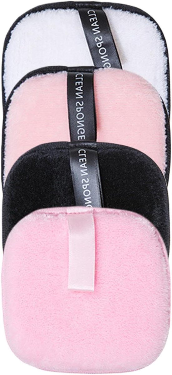 Make-up Remover Pads - Reinigingsdoekjes Gezicht - Make-up Verwijderen - Herbruikbaar en Wasbaar - 4 stuks - Zwart/Roze