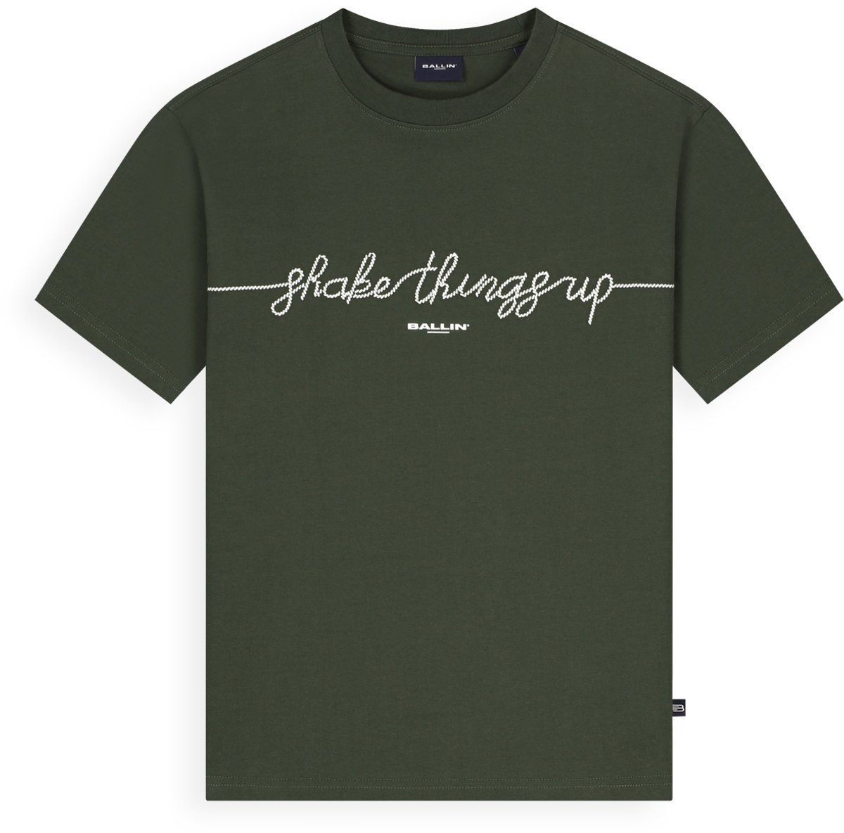 Ballin Amsterdam - Jongens Loose fit T-shirts Crewneck SS - Olive - Maat 12