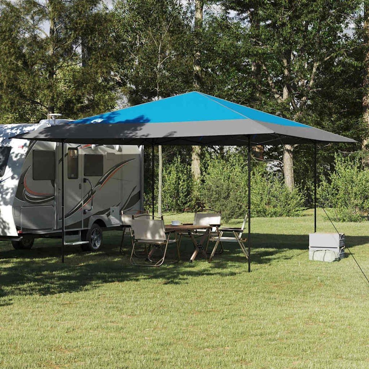 Paviljoen tent - Feesttent Tuin - Buitenfeesten Organiseren - Pop-up Snel Opgezet - 395 x 395 cm - Blauw