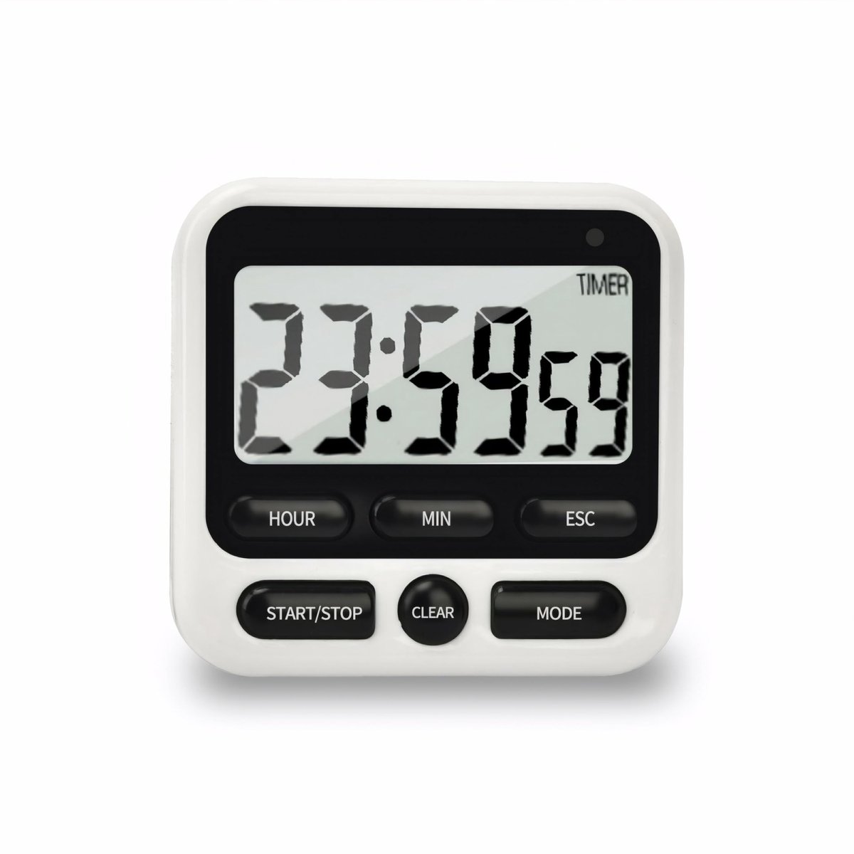 Keukentimer - digitaal met 24-uurs klok en alarmfunctie schakelbaar tussen stil en handmatig alarm aftel en geheugenfunctie voor koken bakken