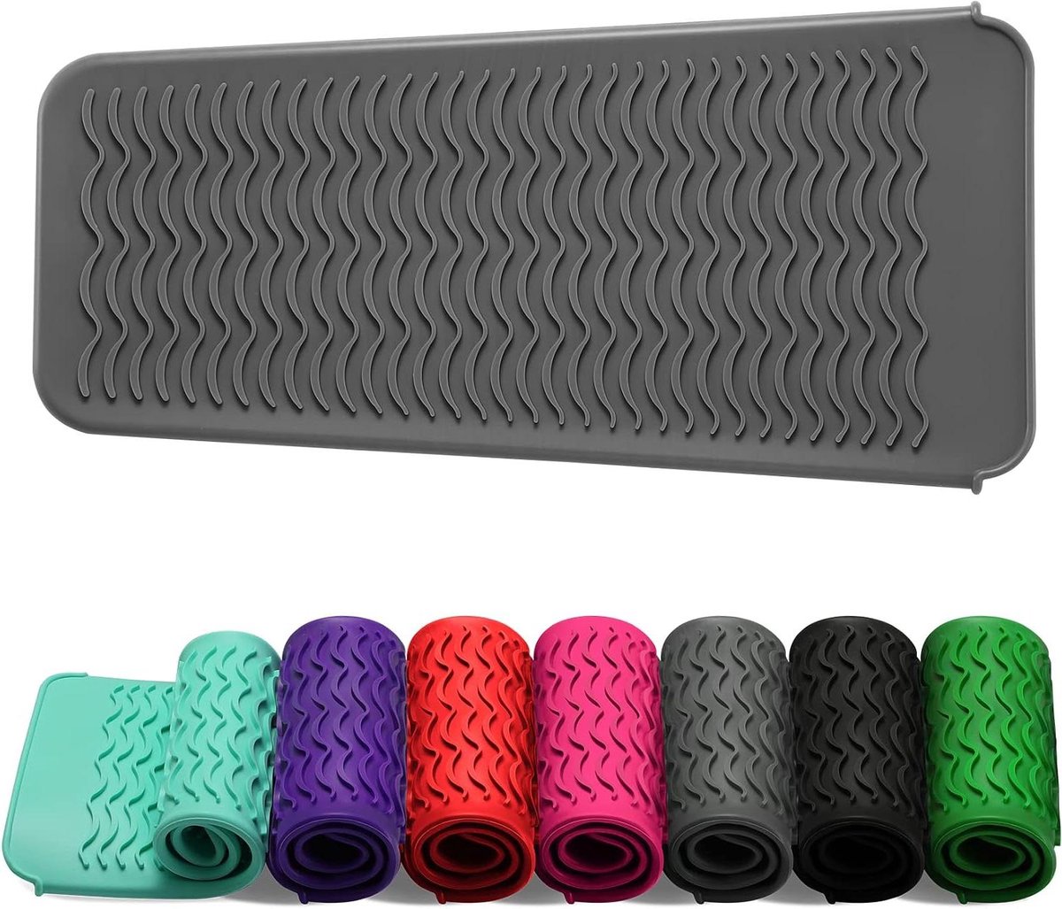 Siliconen Mat Zakje - Hittebestendige Pouch - Styling Tools Beschermen - Hittebestendig tot 460F - 28 x 10 cm - Grijs