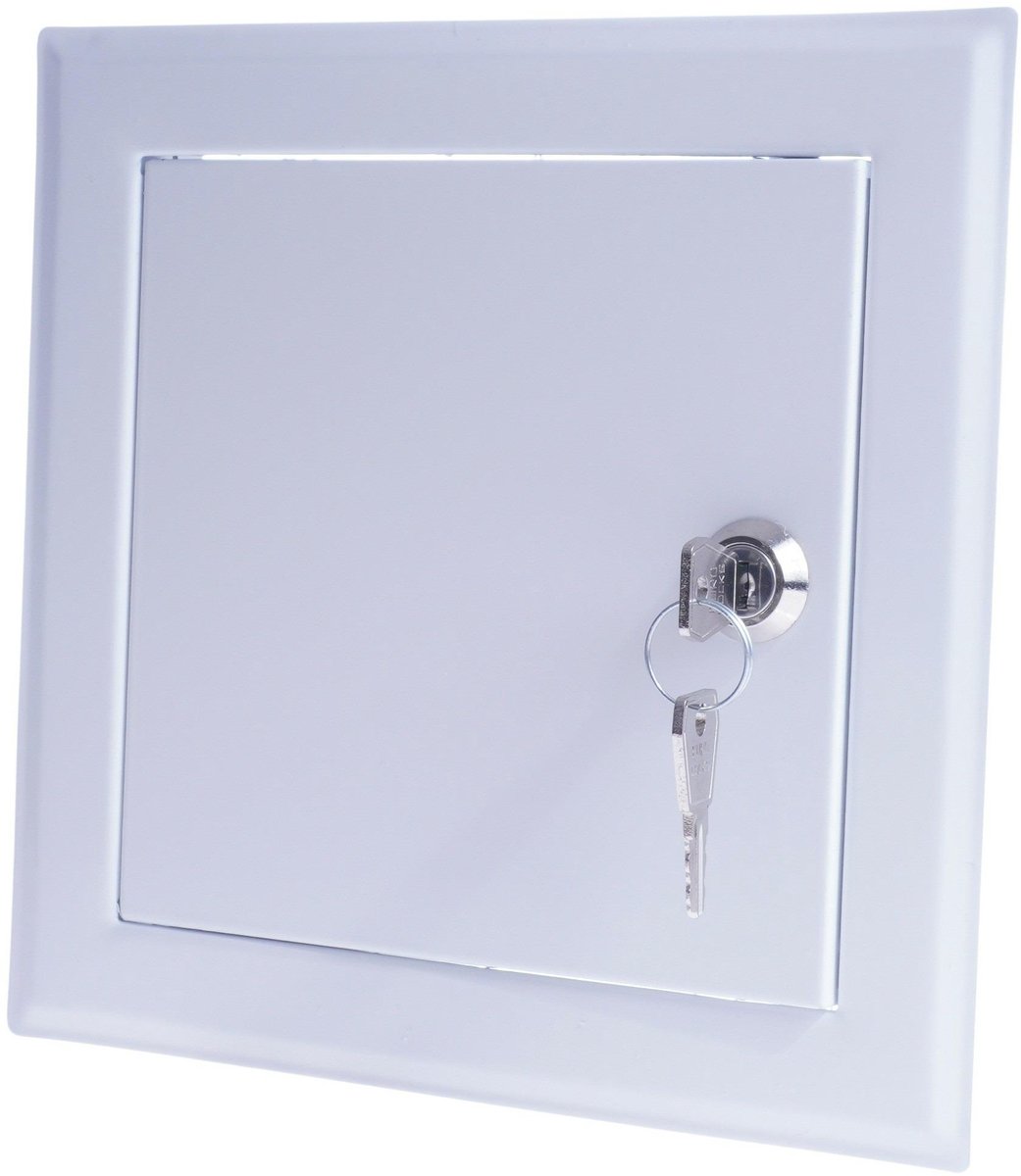 Metalen inspectieluik 30x30 cm wit met slot voor inbouw
