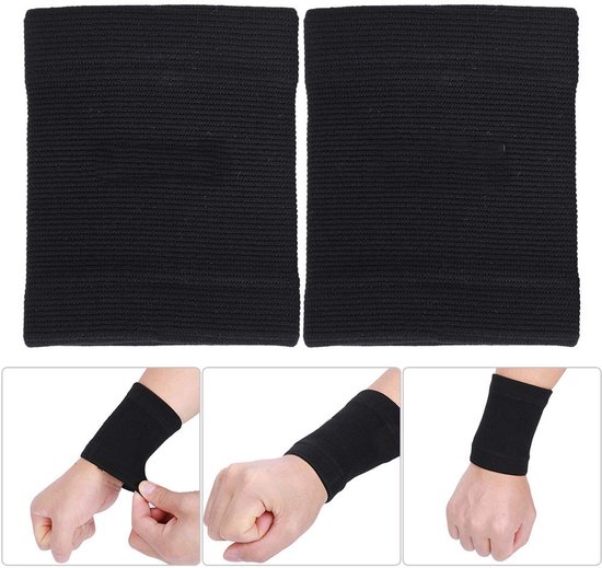 1 Paar Oefening Pols Brace, Polyestervezel Zwart Sport Outdoor Super Elastisch Breien Flexibele Manchet Pijnbestrijding Pols Guard Brace Ondersteuning — afbeelding 3