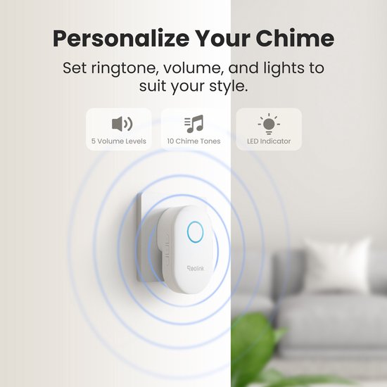 Reolink Chime Plus - Insteekbel - App-bediening - Instelbaar volume - Licht & 10+ melodieën — afbeelding 4