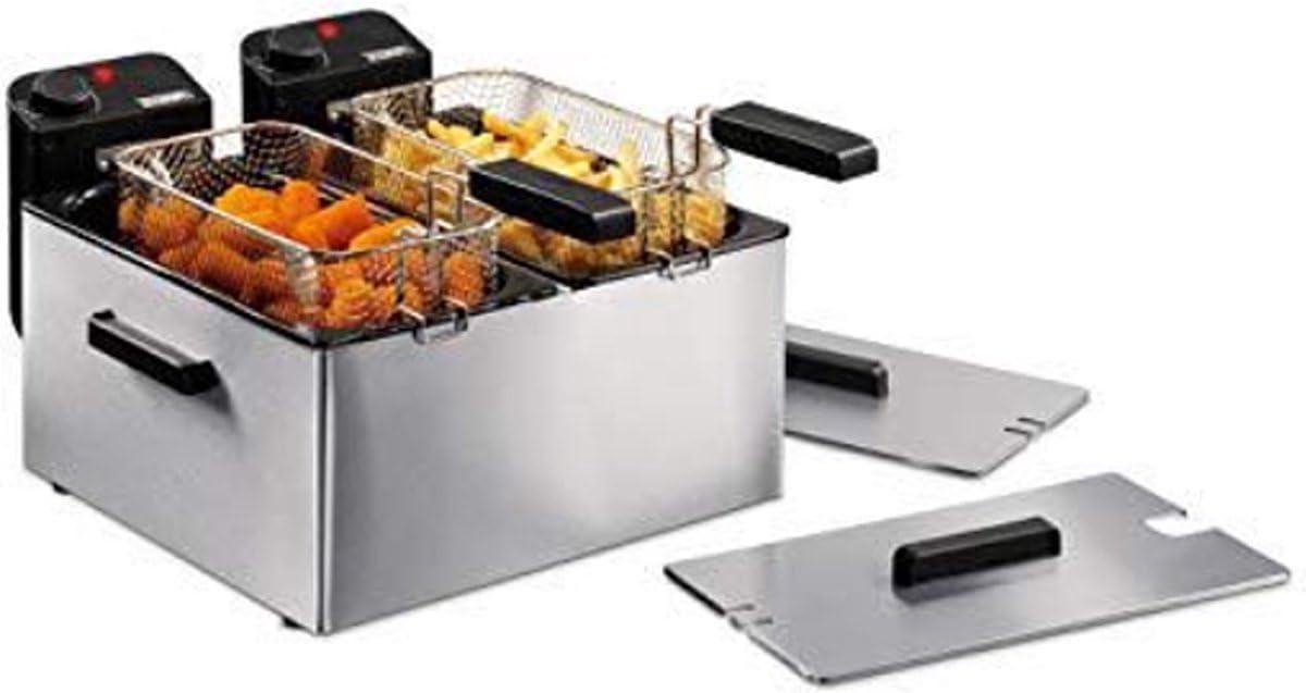 Dubbele Friteuse - Twee Manden - Grote Porties - Krachtig Vermogen - 6 Liter - Roestvrij Staal