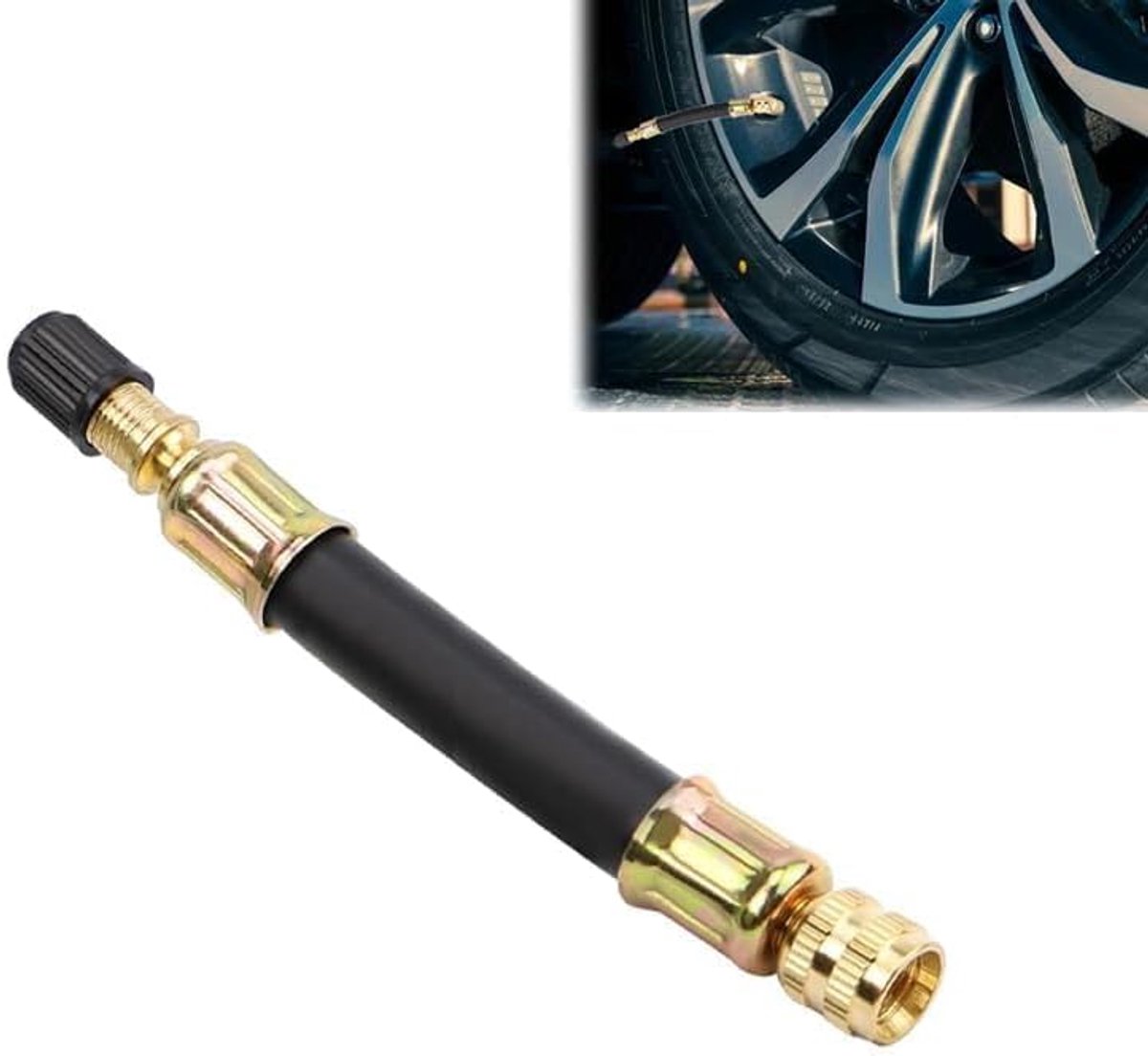 flexibele bandenklepverlenger, 100 mm bandklepverlenging met afdichtdeksel, autoklepadapter, klepverlenging voor auto, motorfiets, fiets, vrachtwagen, camper